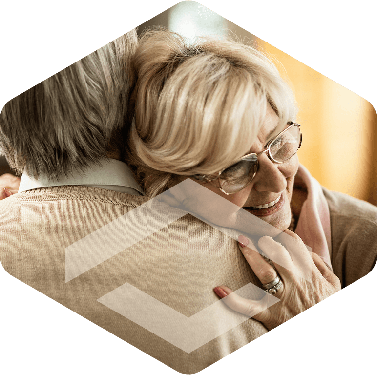 Elderly resident with caregiver
