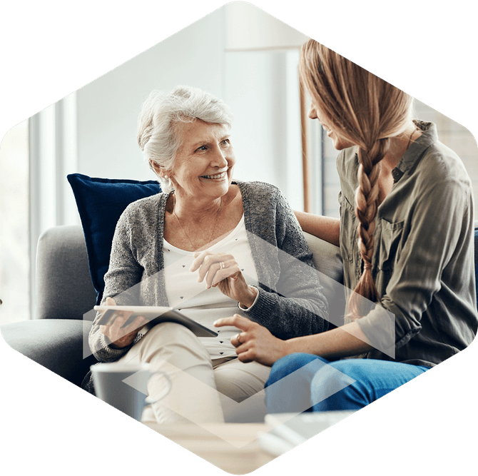 Caregiver with an elderly resident